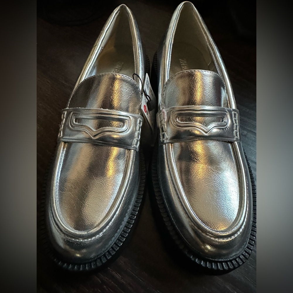 ZARA Women’s Silver Loafers
